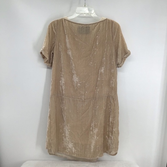 Anthropologie Floreat Crinkle Velvet Dress Casual Career Champagne Size XS - Picture 6 of 10